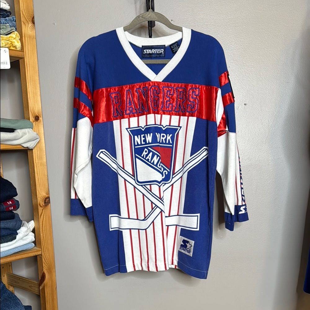 Vintage 80s NHL NY Rangers Starter Long Sleeve Shirt- Size S